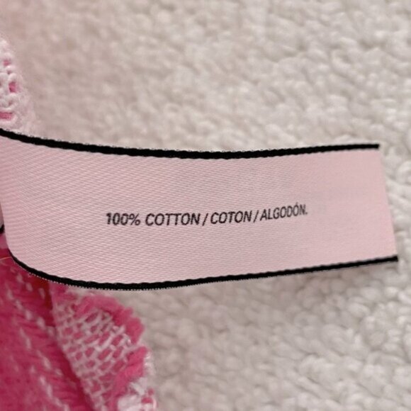 Victoria's Secret Black & White Striped Woven Cotton Beach Blanket W Fringe - Picture 5 of 15